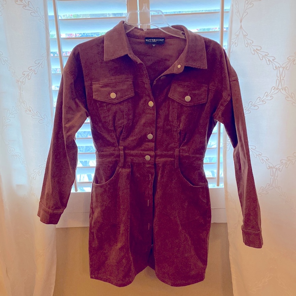 Kittenish SPICED CORDUROY BUTTON UP DRESS